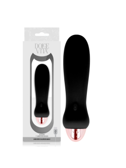 DOLCE VITA - VIBRADOR RECARREGÁVEL CINCO PRETO 7 VELOCIDADES