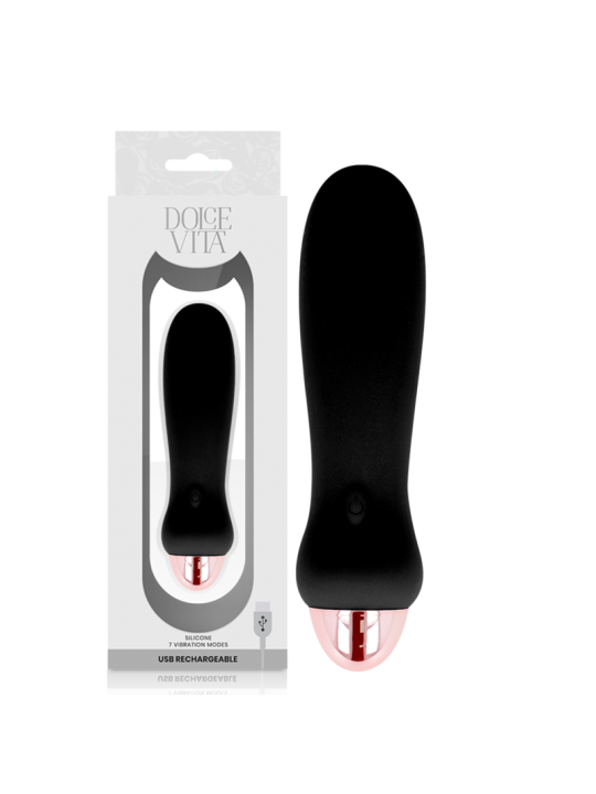 DOLCE VITA - VIJF ZWARTE OPLAADBARE VIBRATORS MET 7 SNELHEDEN