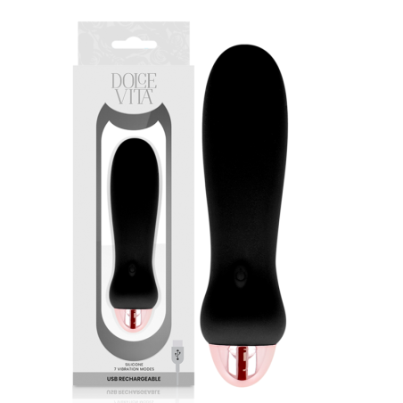 DOLCE VITA - VIJF ZWARTE OPLAADBARE VIBRATORS MET 7 SNELHEDEN