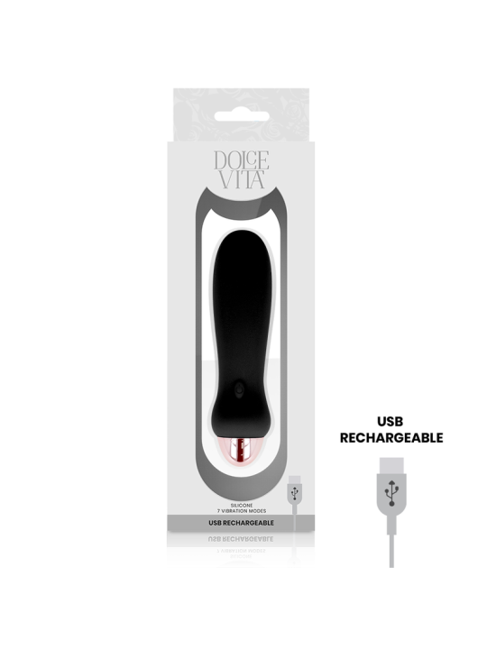 DOLCE VITA - RECHARGEABLE VIBRATOR FIVE BLACK 7 SPEEDS
