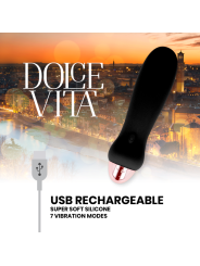 DOLCE VITA - VIJF ZWARTE OPLAADBARE VIBRATORS MET 7 SNELHEDEN