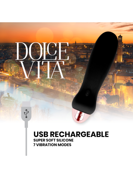 DOLCE VITA - VIJF ZWARTE OPLAADBARE VIBRATORS MET 7 SNELHEDEN