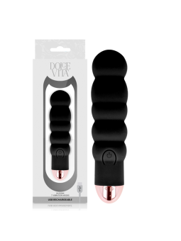 DOLCE VITA - RECHARGEABLE VIBRATOR SIX BLACK 7 SPEEDS