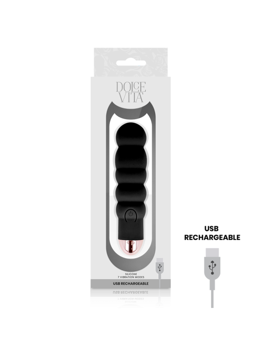 DOLCE VITA - ZES ZWARTE 7 SNELHEDEN OPLAADBARE VIBRATOR