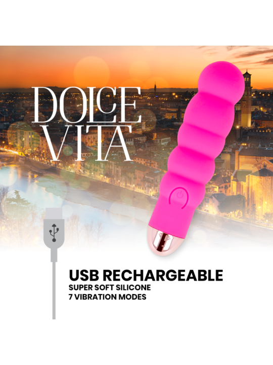 DOLCE VITA - ZES ROZE 7 SNELHEDEN OPLAADBARE VIBRATOR
