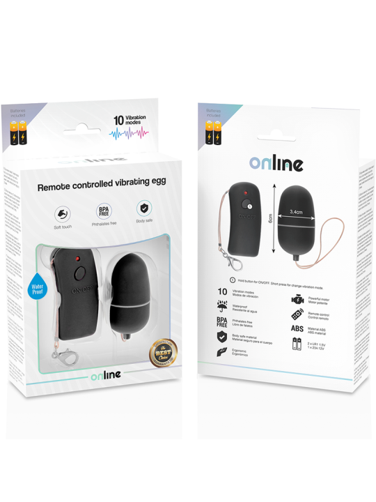 ONLINE - OEUF VIBRANT AVEC TÉLÉCOMMANDE NOIRE