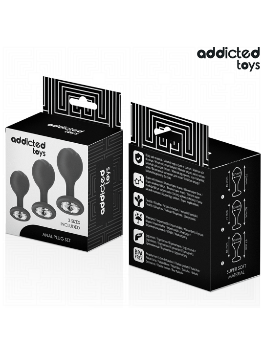 ADDICTED TOYS - SET OF 3 ANAL PLUG SILICONE WITH JEWEL