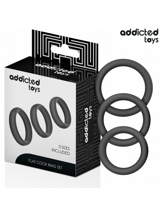 ADDICTED TOYS - CONJUNTO DE ANÉIS PLANOS DE SILICONE