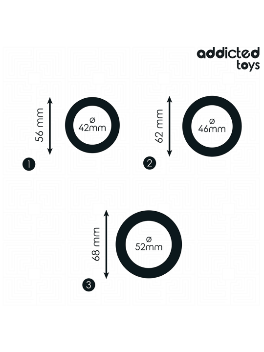 ADDICTED TOYS - CONJUNTO DE ANÉIS PLANOS DE SILICONE