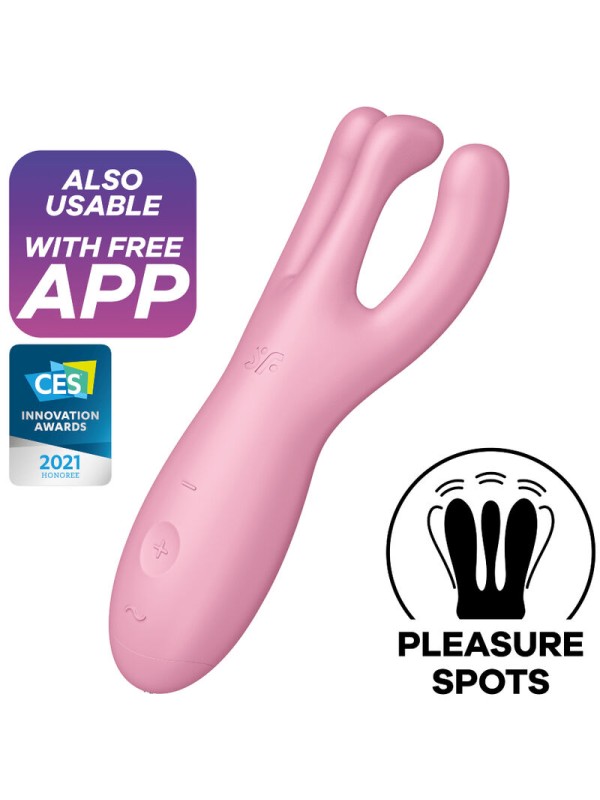 SATISFYER - APP VIBRADOR THREESOME 4 ROSA