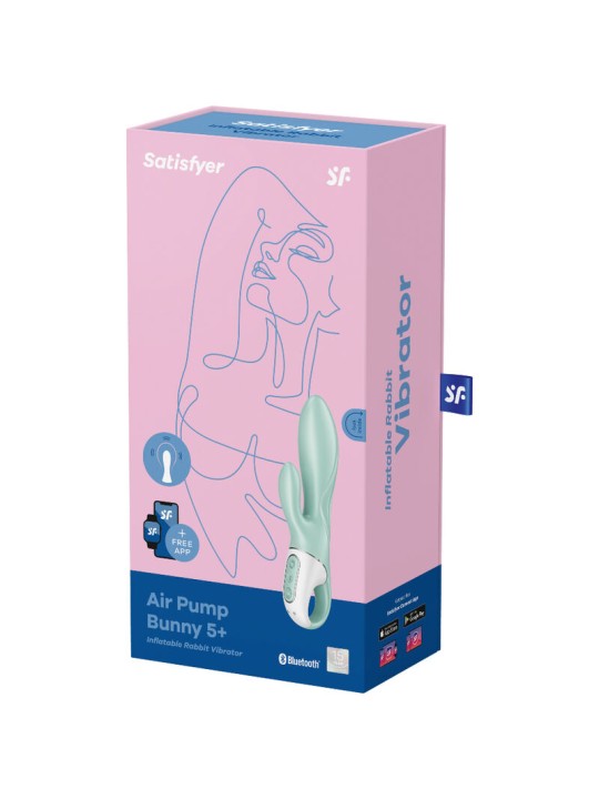 SATISFYER - LUCHTPOMP BUNNY 5+ VIBRATOR KONIJN OPBLAASBAAR APP GROEN