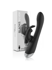 BLACK&SILVER - DJ. STIMULATEUR DE LAPIN RECHARGEABLE EN SILICONE ADAM 