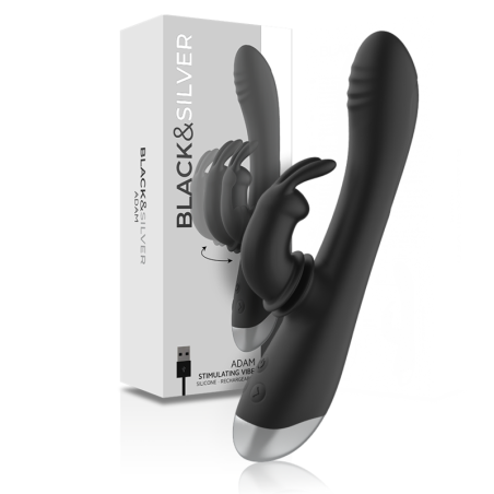 BLACK&SILVER - DJ. ESTIMULADOR DE COELHO DE SILICONE RECARREGÁVEL ADAM