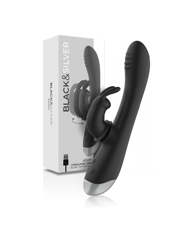 BLACK&SILVER - DJ. ESTIMULADOR DE COELHO DE SILICONE RECARREGÁVEL ADAM