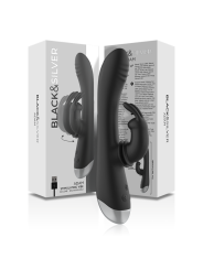 BLACK&SILVER- DJ. ADAM STIMULATOR KONIJN SILICONE OPLAADBAAR ZWART