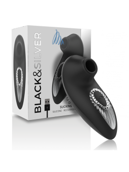BLACK&SILVER - DRAKE DELUXE SUCKING VIBE OPLAADBARE SILICONEN ZWART