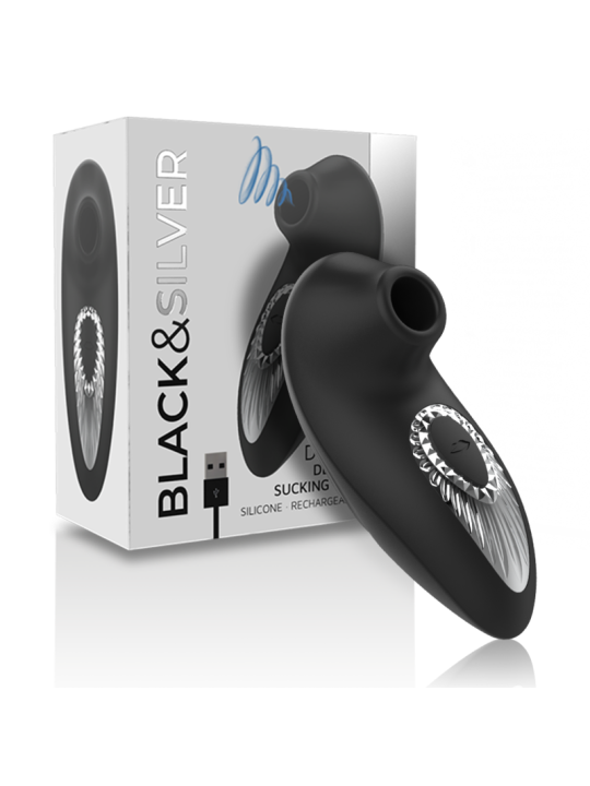 BLACK&SILVER - DRAKE DELUXE SUCKING VIBE OPLAADBARE SILICONEN ZWART