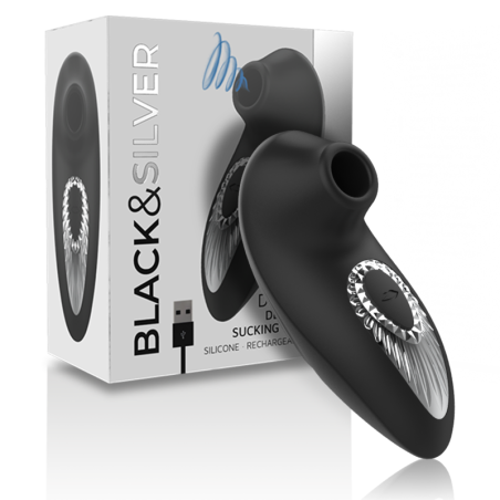 BLACK&SILVER - DRAKE DELUXE SUCKING VIBE OPLAADBARE SILICONEN ZWART