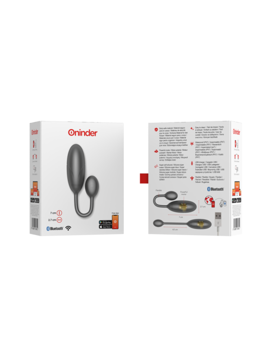 ONINDER - DENVER HUEVO VIBRADOR NEGRO 7 X 2.7 CM - APP GRATUITA