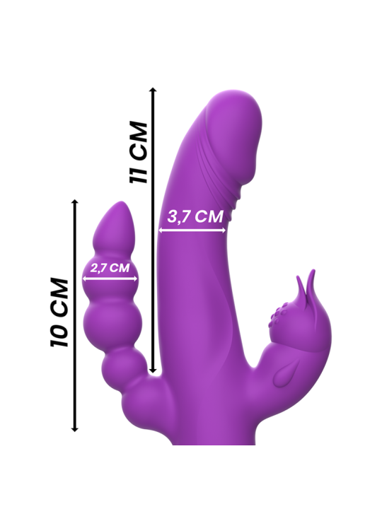 INTENSE - VIBRADOR DE SILICONE CASANOVA COELHO TRIPLO MOTOR ROXO
