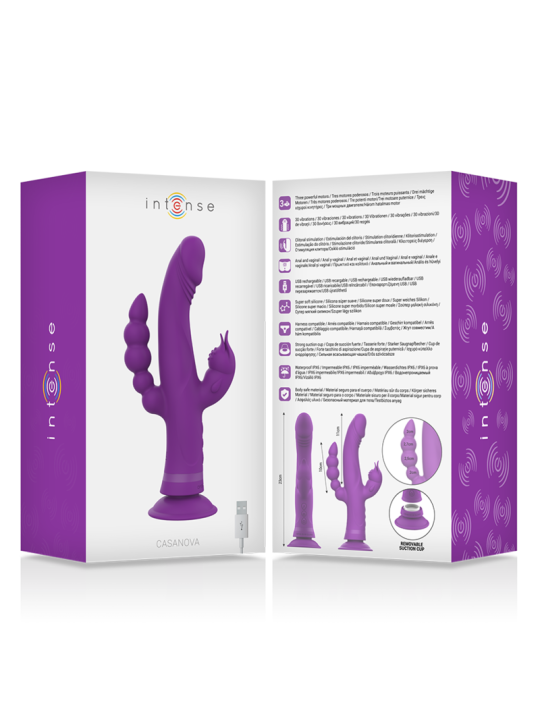 INTENSE - VIBRATEUR EN SILICONE CASANOVA RABBIT TRIPLE MOTEUR VIOLET
