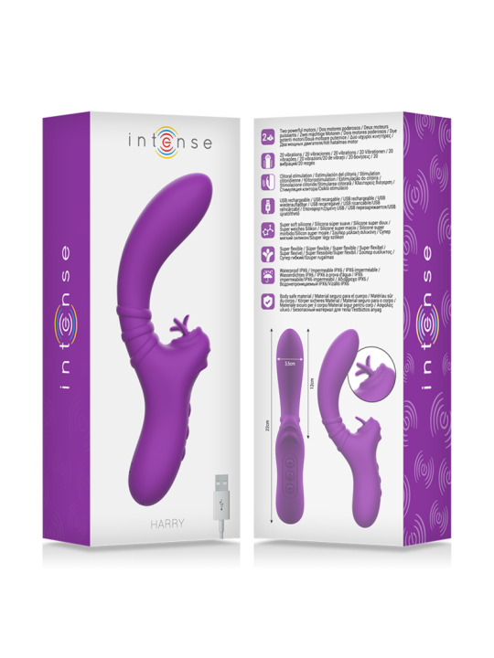 INTENSE - HARRY FLEXIBELE VIBRATOR MET PAARSE TONG