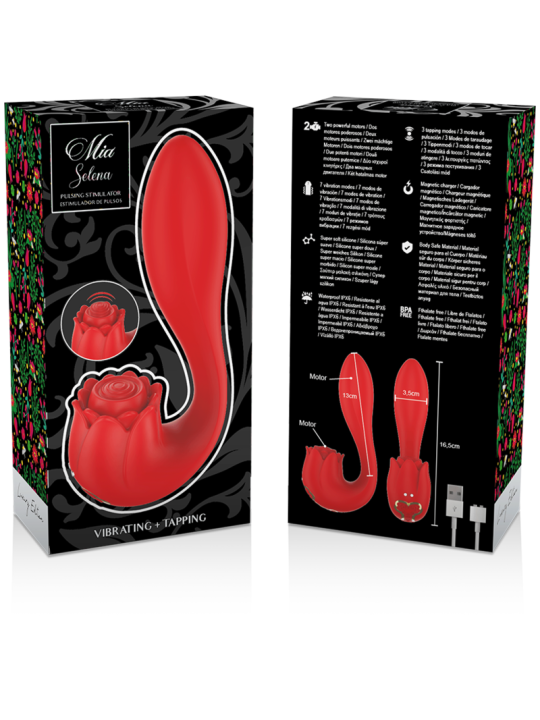 MIA - SELENA STIMULATOR VIBRIEREN + KLAPPEN ROT