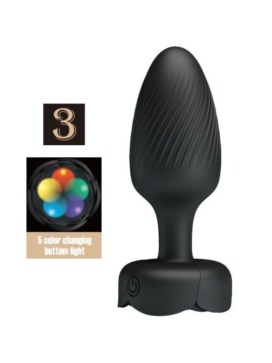 PRETTY LOVE - OSBORN PLUG ANAL COM LUZ LED PRETO 9,8 CM