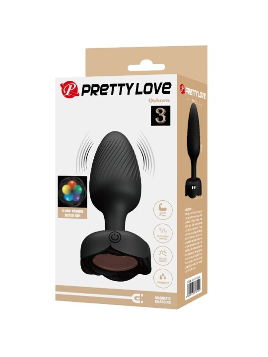 PRETTY LOVE - OSBORN PLUG ANAL COM LUZ LED PRETO 9,8 CM