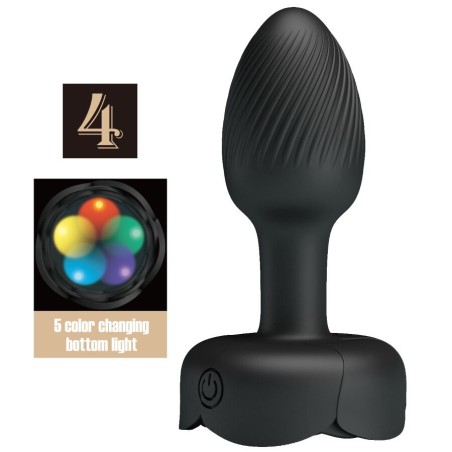 PRETTY LOVE - OLMAN ANAAL PLUG MET LED LICHT ZWART 8,8 CM