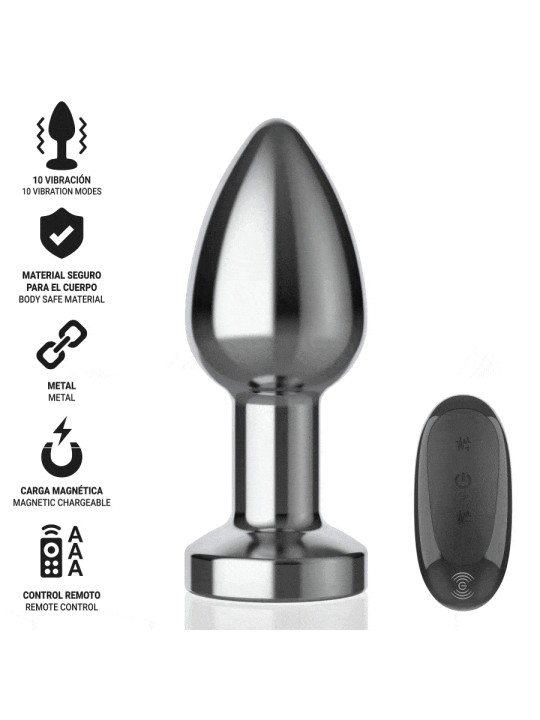 INTENSE - PLUG ANAL 10 VIBRACIONES METAL CON CONTROL REMOTO M