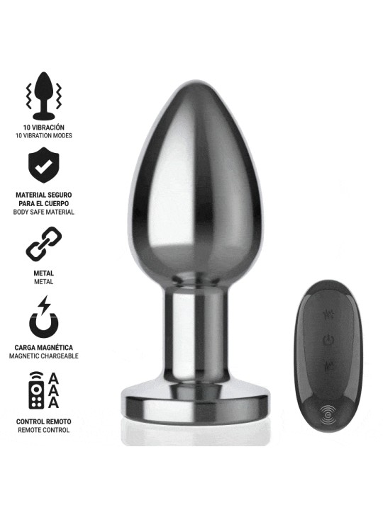 INTENSE - ANALE PLUG 10 VIBRATIES METAAL MET AFSTANDSBEDIENING L