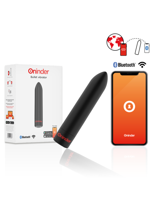 ONINDER - BERLIN VIBRATORE BULLET NERO 9 MODALITÀ 8,5 X 2 CM - APP GRA