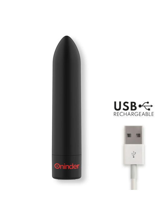 ONINDER - BERLIN VIBRATORE BULLET NERO 9 MODALITÀ 8,5 X 2 CM - APP GRA