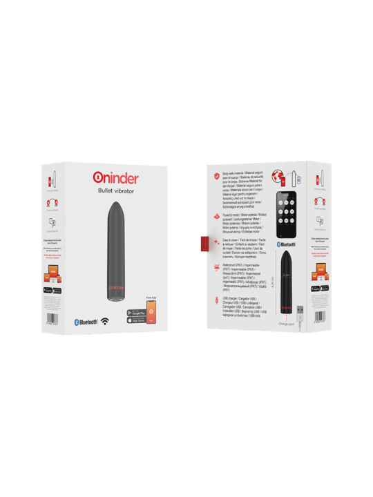 ONINDER - BERLIN VIBRATORE BULLET NERO 9 MODALITÀ 8,5 X 2 CM - APP GRA