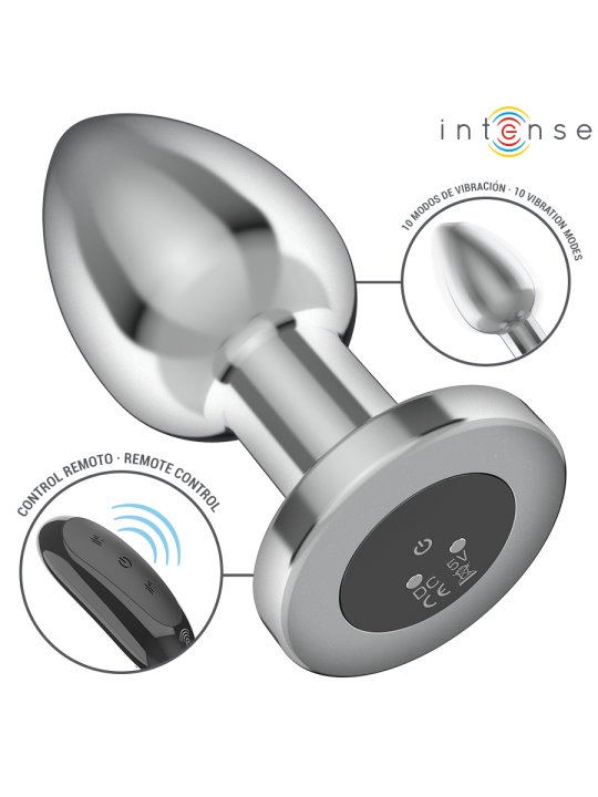 INTENSE - PLUG ANAL 10 VIBRACIONES METAL CON CONTROL REMOTO L