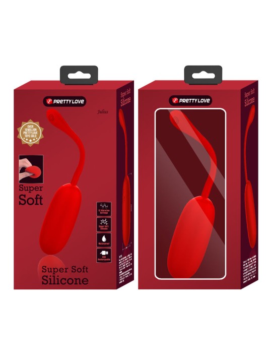 PRETTY LOVE - JULIUS WATERPROOF-RECHARGEABLE VIBRATING EGG RED