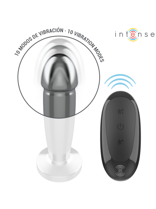 INTENSE - PLUG ANAL 10 VIBRAÇÕES DILDO DE METAL COM CONTROLE REMOTO S