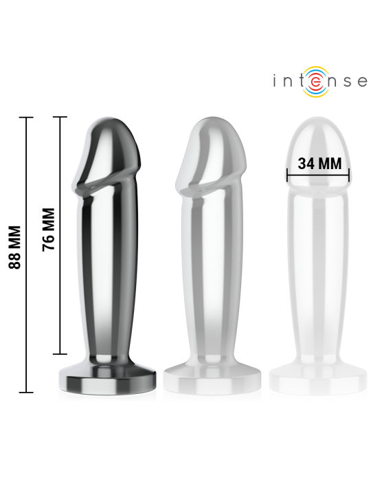 INTENSE - PLUG ANAL 10 VIBRACIONES METAL EN FORMA DE DILDO CON CONTROL