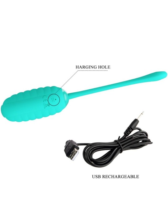 PRETTY LOVE - KIRK RECHARGEABLE VIBRATING EGG AQUA GREEN