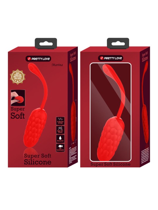 PRETTY LOVE - VIBRATING EGG WITH RED RECHARGEABLE MARINE TEXTURE