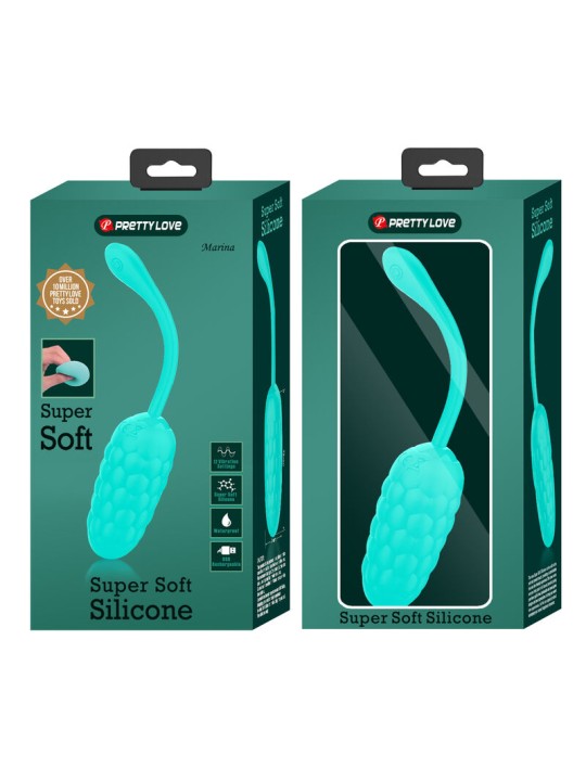 PRETTY LOVE - VIBRATING EGG WITH AQUA GREEN RECHARGEABLE MARINE TEXTUR
