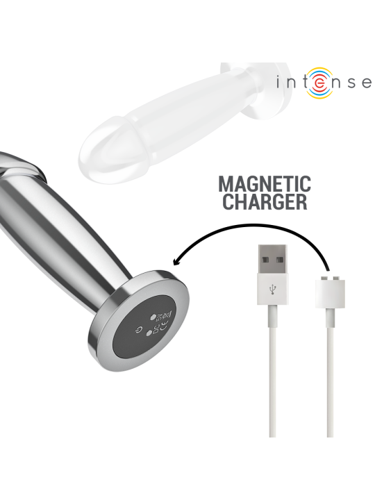 INTENSE - PLUG ANAL 10 VIBRACIONES METAL EN FORMA DE DILDO CON CONTROL