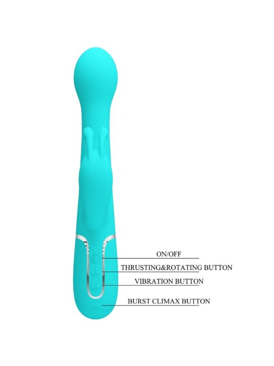 PRETTY LOVE - VIBRADOR COELHO DEJON 3 EM 1 MULTIFUNO AQUA VERDE