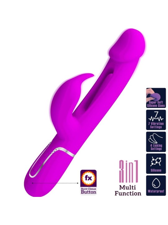 PRETTY LOVE - VIBRADOR COELHO DEJON 3 EM 1 MULTIFUNO FUCSIA