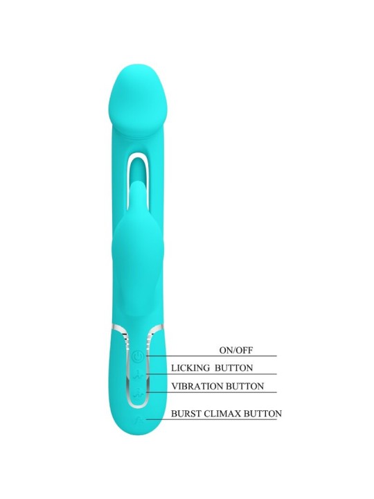 PRETTY LOVE - VIBRATEUR DEJON RABBIT 3 EN 1 MULTIFONCTION VERT AQUA