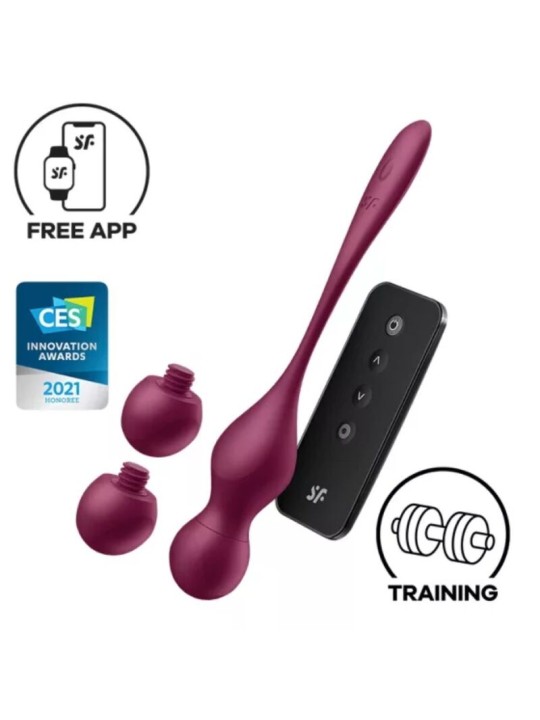 SATISFYER - LOVE BIRDS VARY VIBRATING BALLS FREE APP WINE RED
