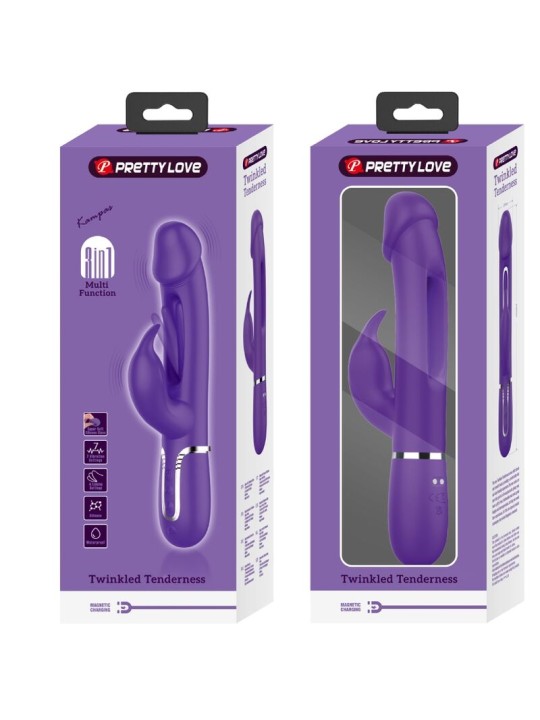 PRETTY LOVE - KAMPAS VIBRADOR RABBIT 3 EN 1 MULTIFUNCIÓN CON LENGUA VI