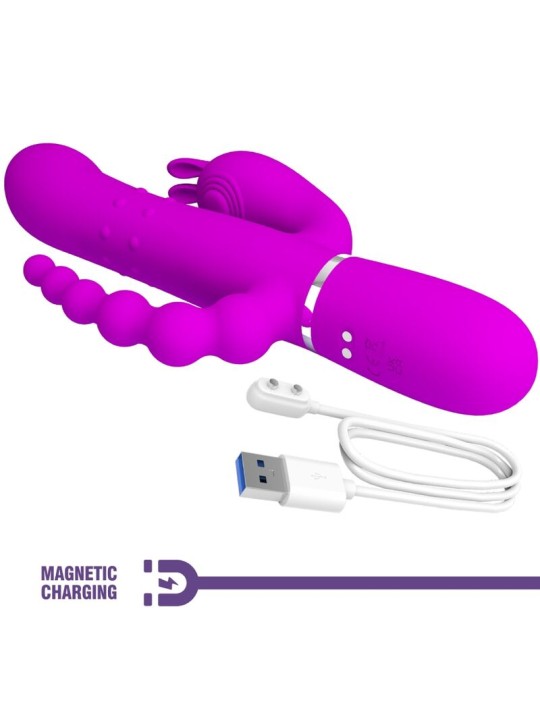 PRETTY LOVE - CAMMY TRIPLE VIBRATEUR MULTIFONCTION 4 EN 1 ROSE