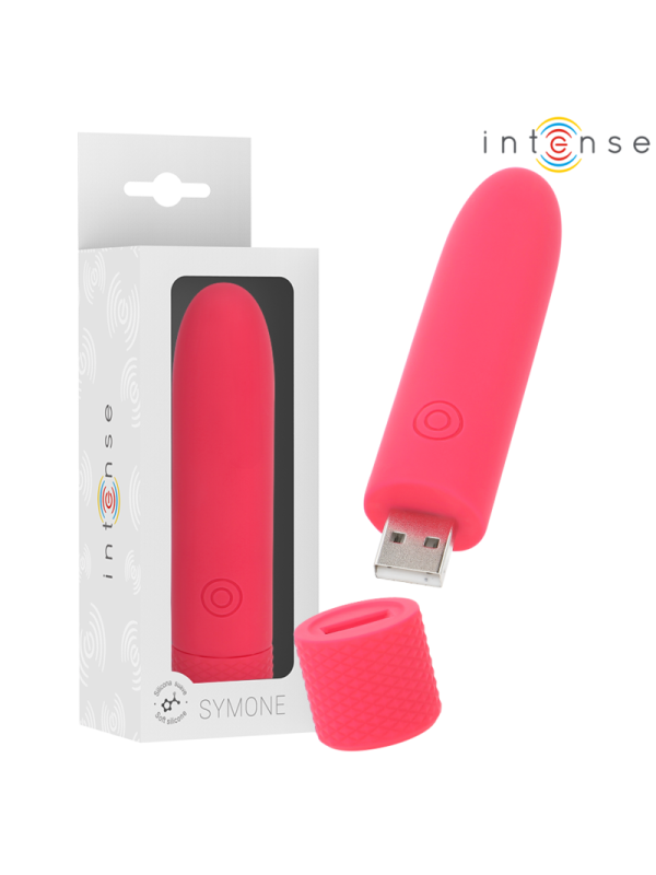 INTENSE - SYMONE USB RECHARGEABLE VIBRATING BULLET 8 VIBRATIONS RED 10